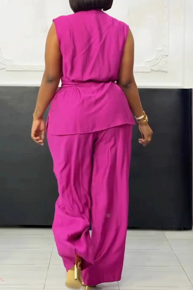 Sleeveless Tie Vest & Wide Leg Pants 2-Piece Set Lavish Daily