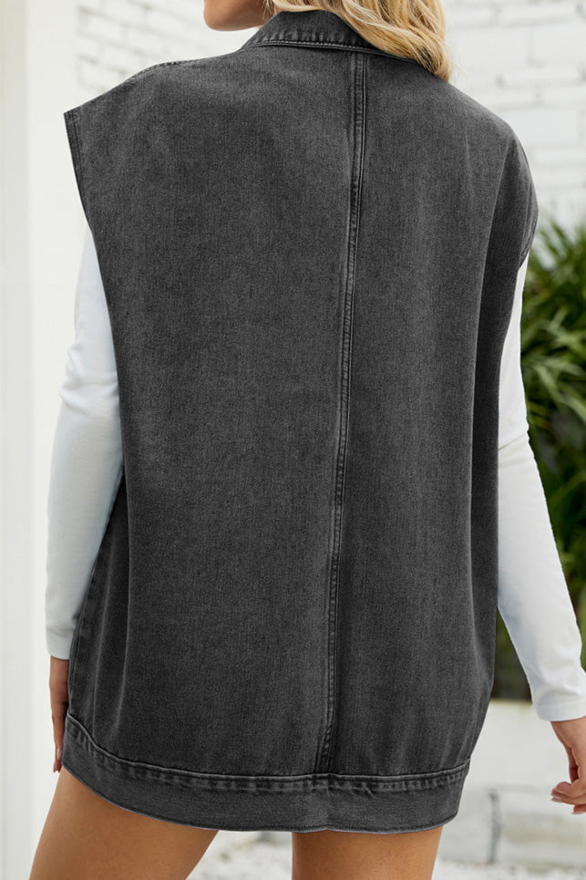 Vintage Oversized Denim Jean Vest Lavish Daily