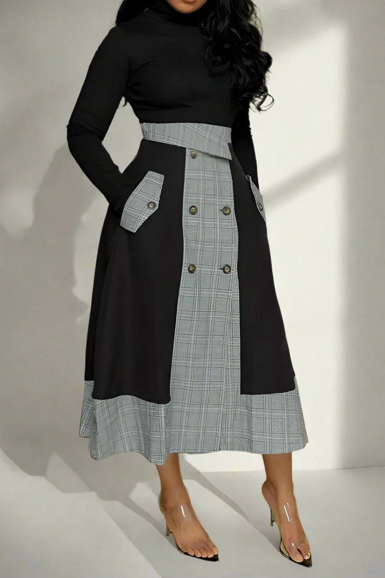 Mock-Neck Tee & Plaid Combo Skirt Set Lavish Daily