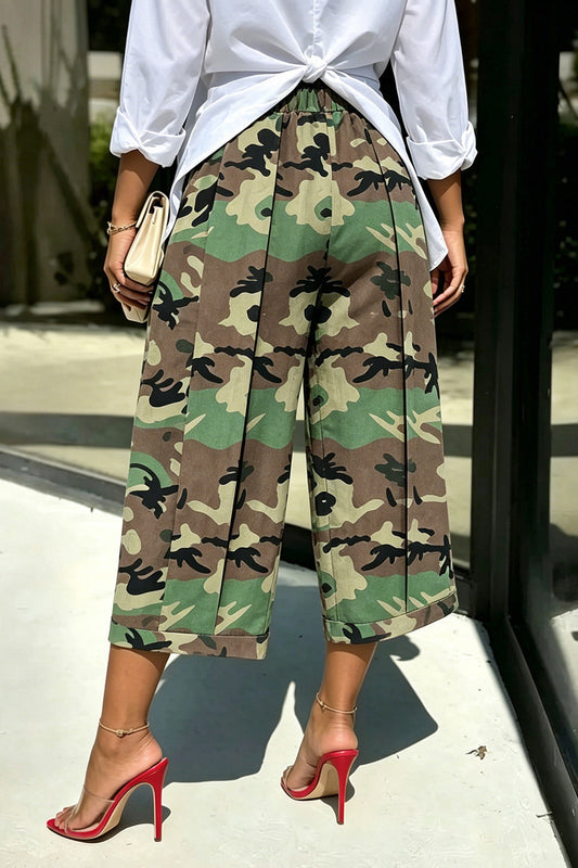 High-Waist Pleated Wide Leg Cropped Pants Lavish Daily