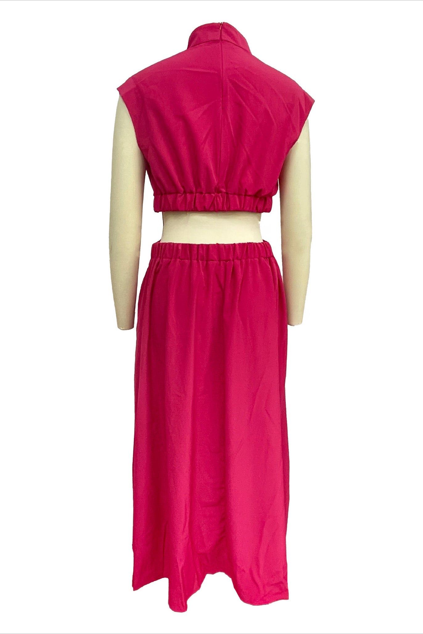 Mock Neck Cut Out Pleated Maxi Dress Lavish Daily