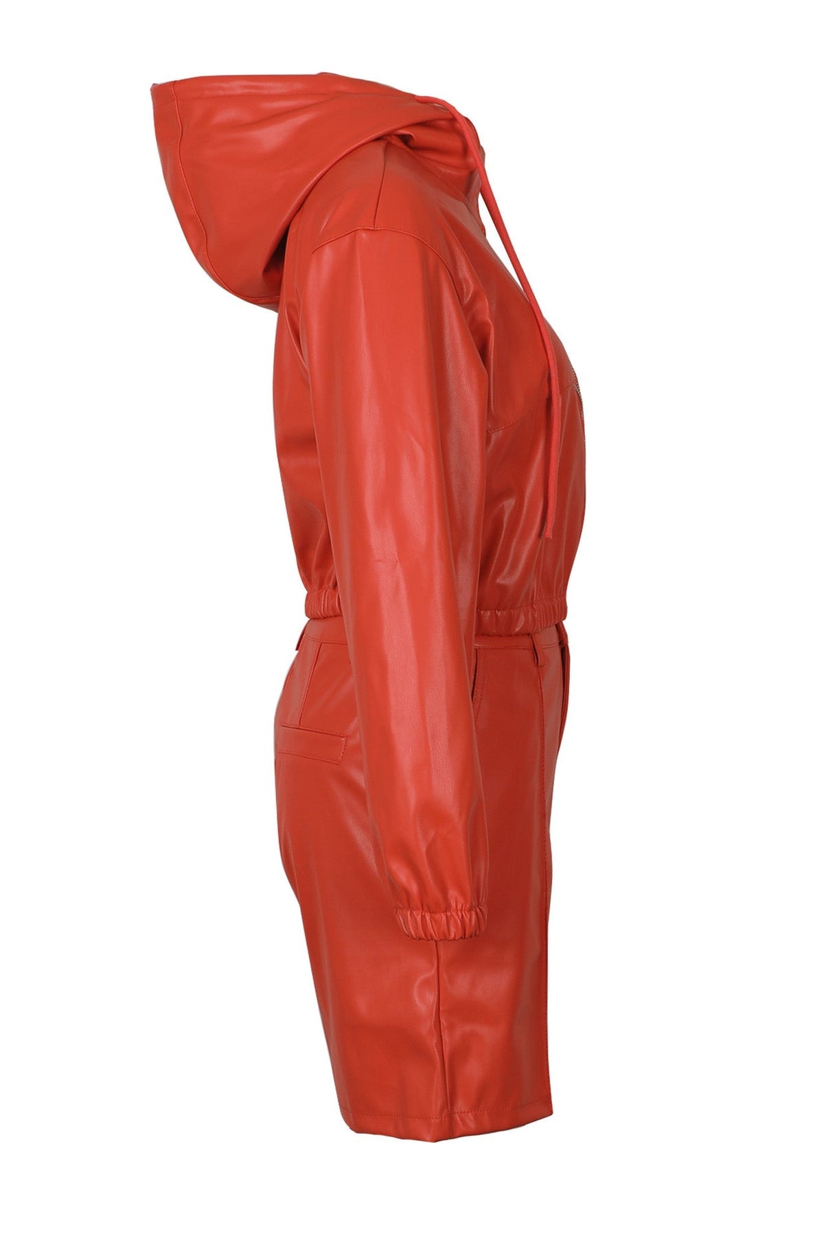 Faux Leather Hooded & Shorts Set Lavish Daily