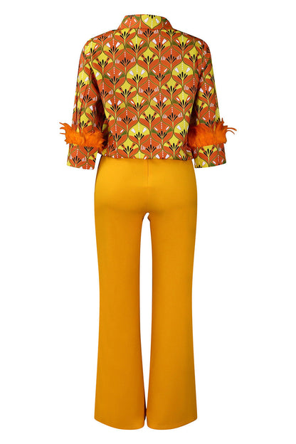 Printed Shirt & Wide Leg Pants Set Lavish Daily