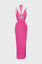 Cut Out Knit Backless Halter Maxi Dress Lavish Daily