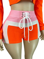 Printed Tie Front Crop Top and Shorts Set Lavish Daily