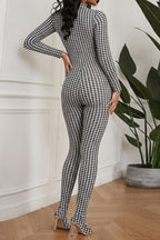 Print Turtleneck Long Sleeve Jumpsuit Lavish Daily
