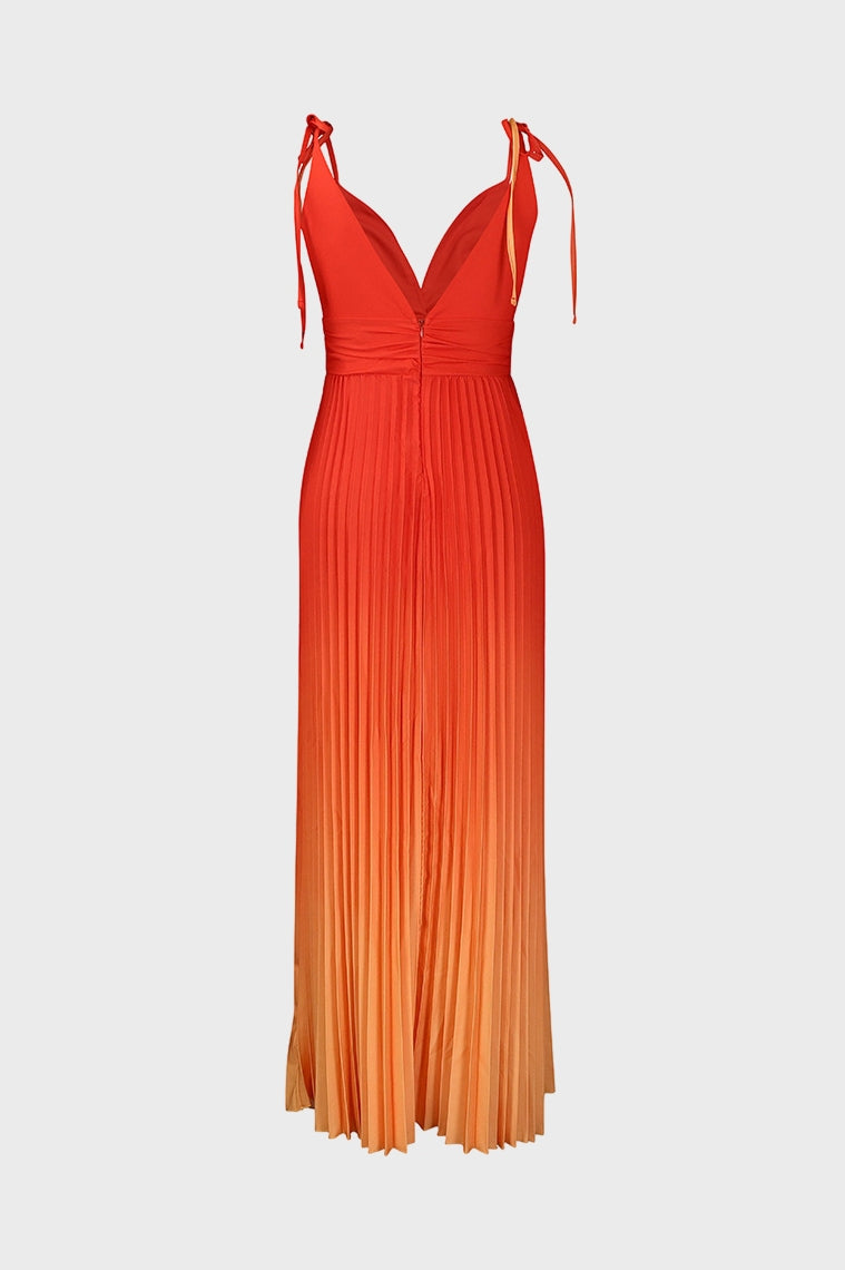 Sleeveless V-neck Pleated Maxi Dress Lavish Daily