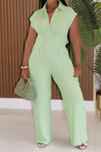 Striped Button-Up Sleeveless Jumpsuit Lavish Daily