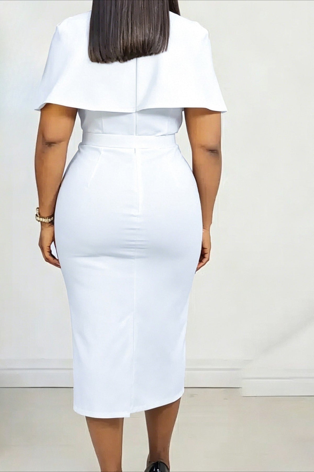 Belted Flutter Sleeve Pencil Dress Lavish Daily
