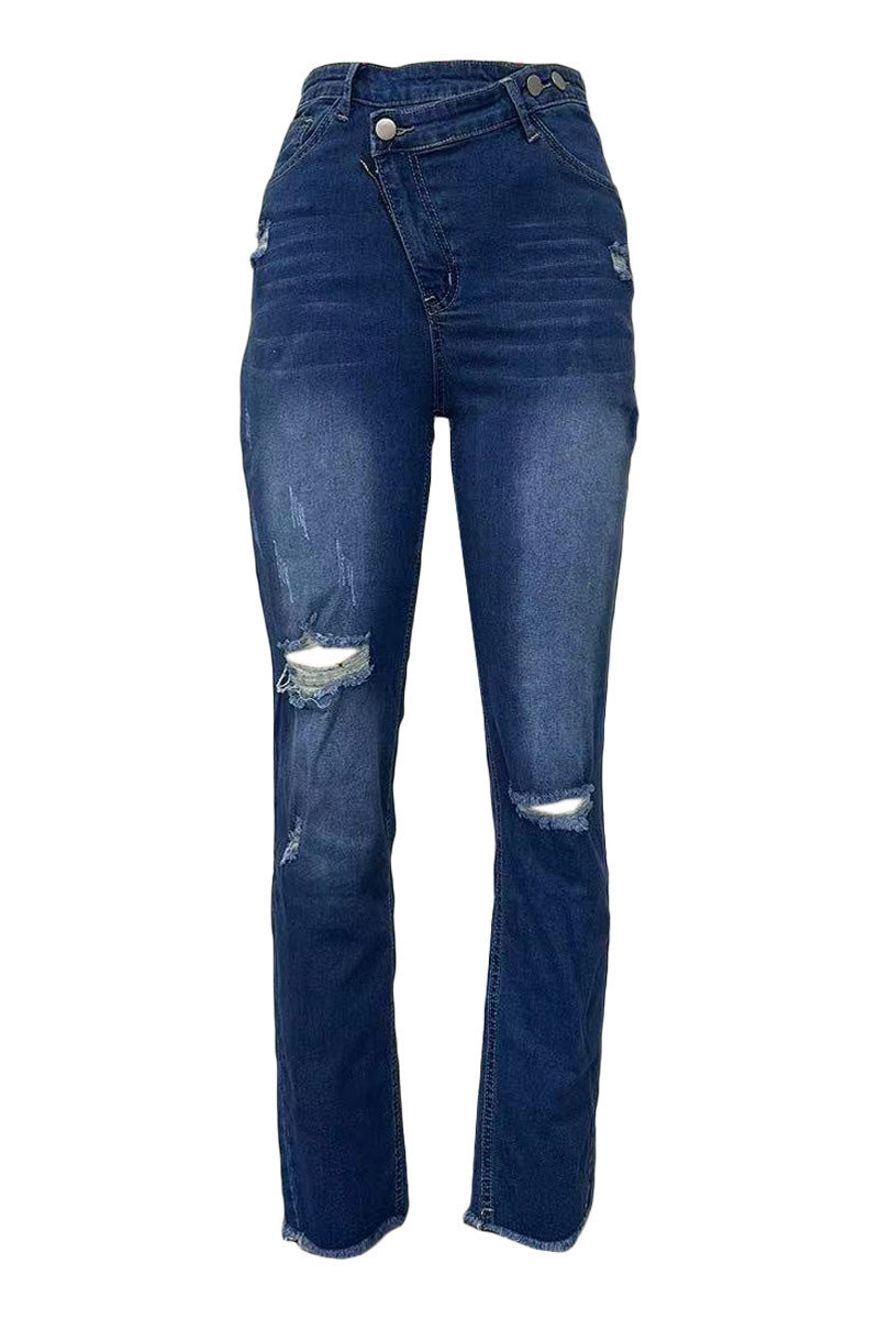 Distressed High Waist Jeans Lavish Daily