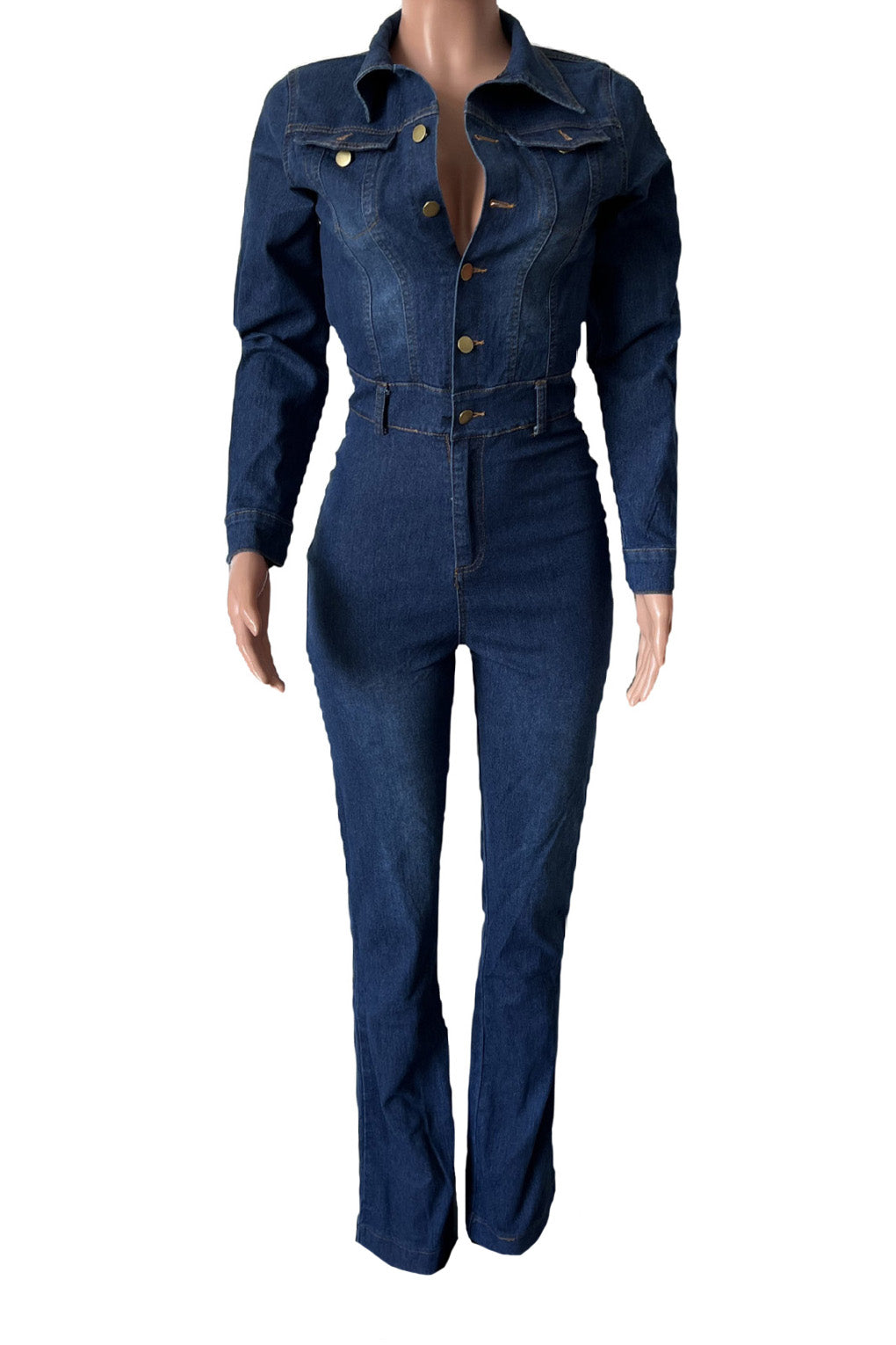 Stretch Washed Denim Jumpsuit Lavish Daily