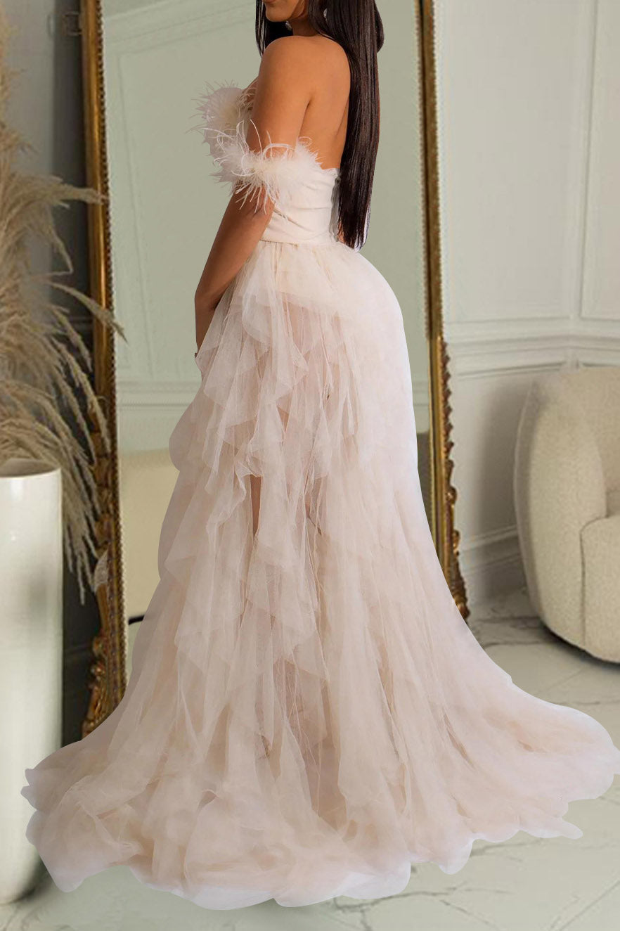 Strapless Corset Tulle Maxi Dress Lavish Daily
