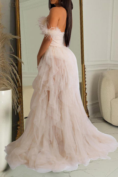 Strapless Corset Tulle Maxi Dress Lavish Daily