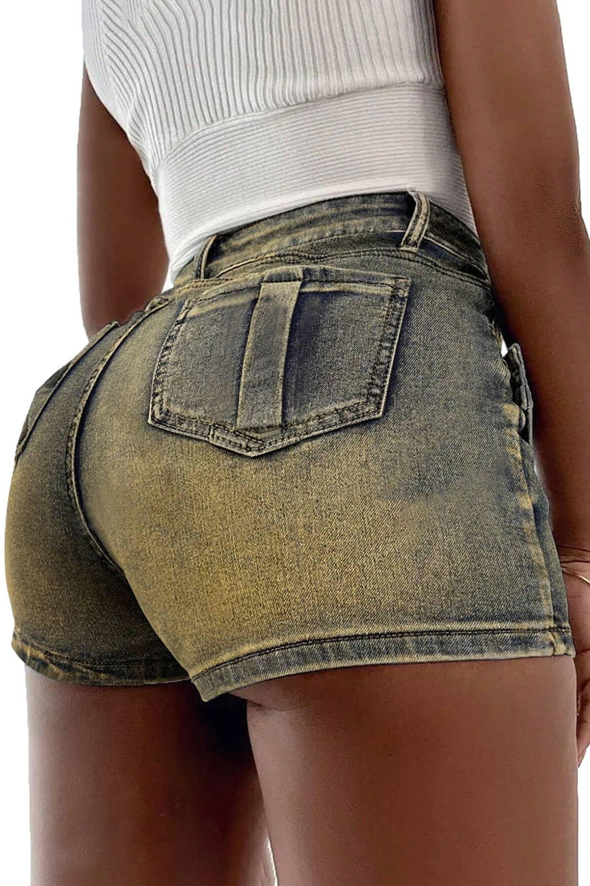 Asymmetrical Wrap Denim Shorts Lavish Daily