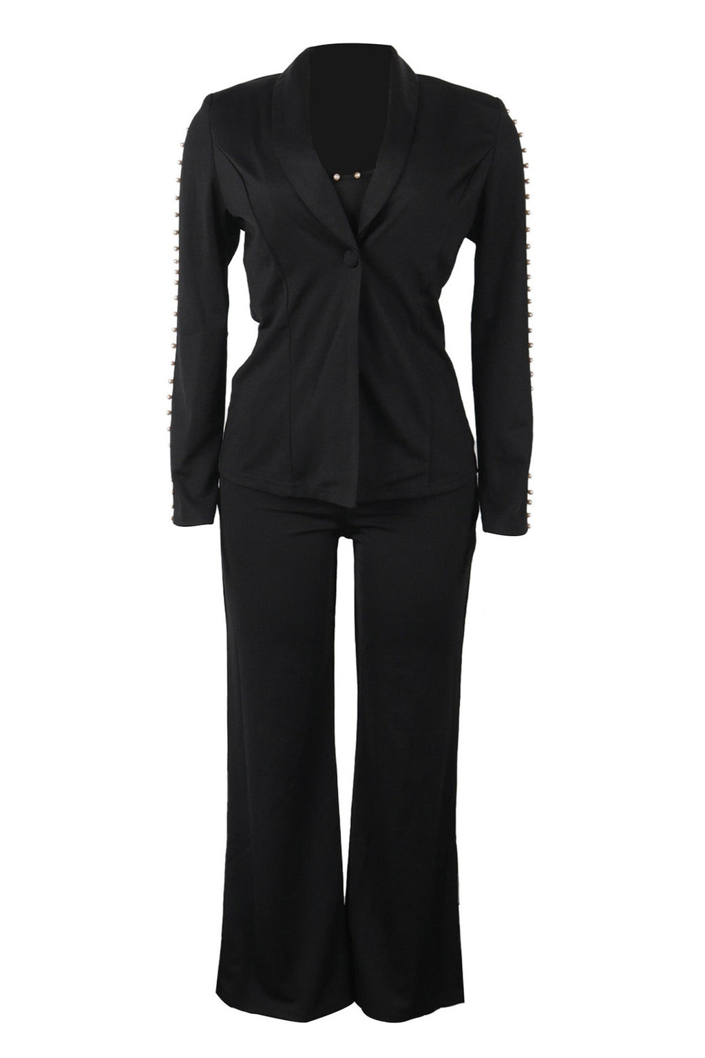 Elegant Pearl Lapel Blazer Three-Piece Set Lavish Daily