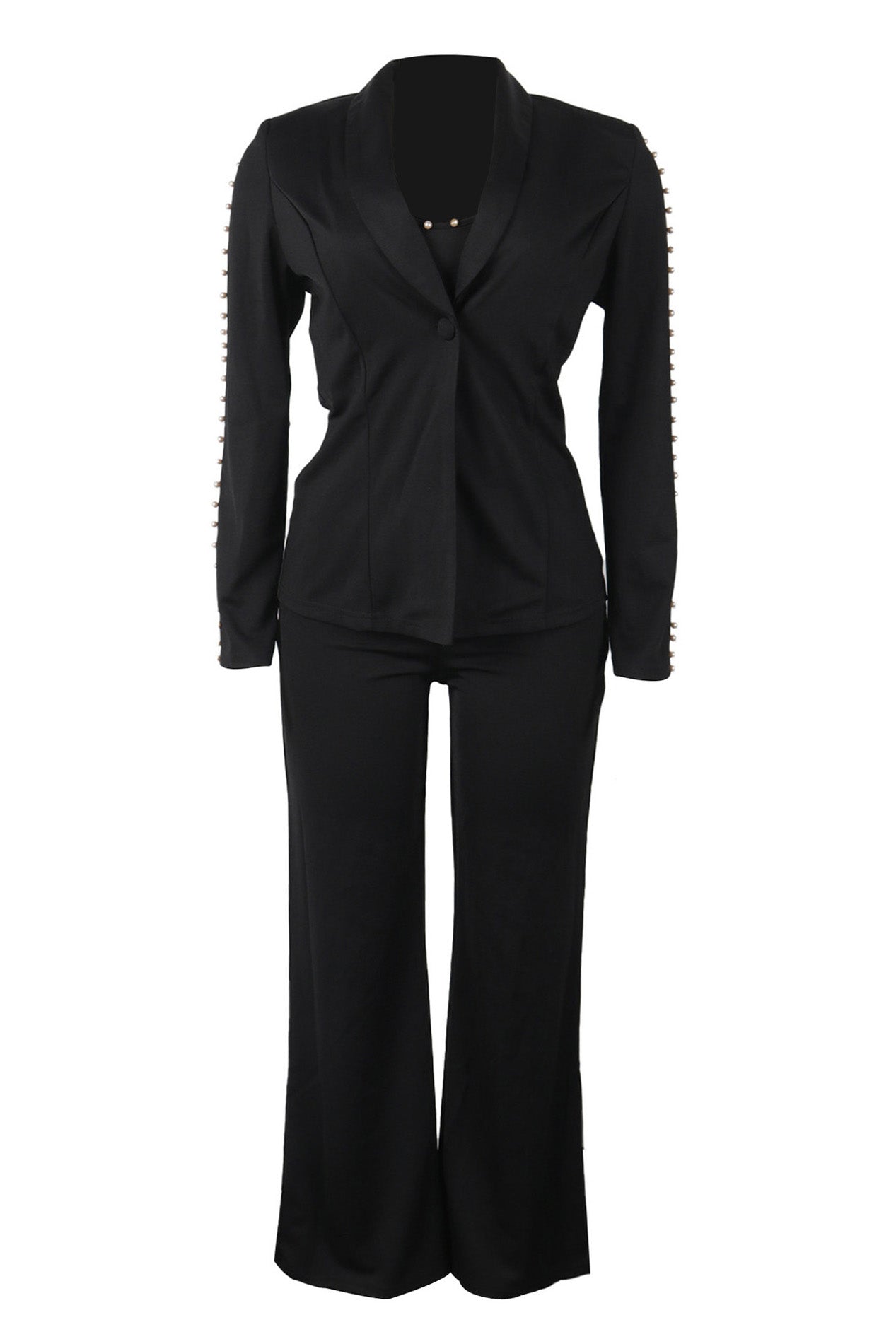 Elegant Pearl Lapel Blazer Three-Piece Set Lavish Daily
