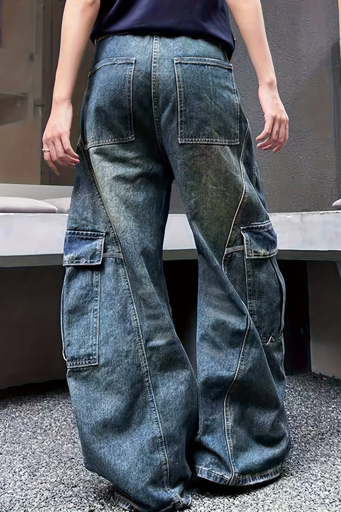 Oversized Vintage Wash Multi-Pocket Cargos Lavish Daily