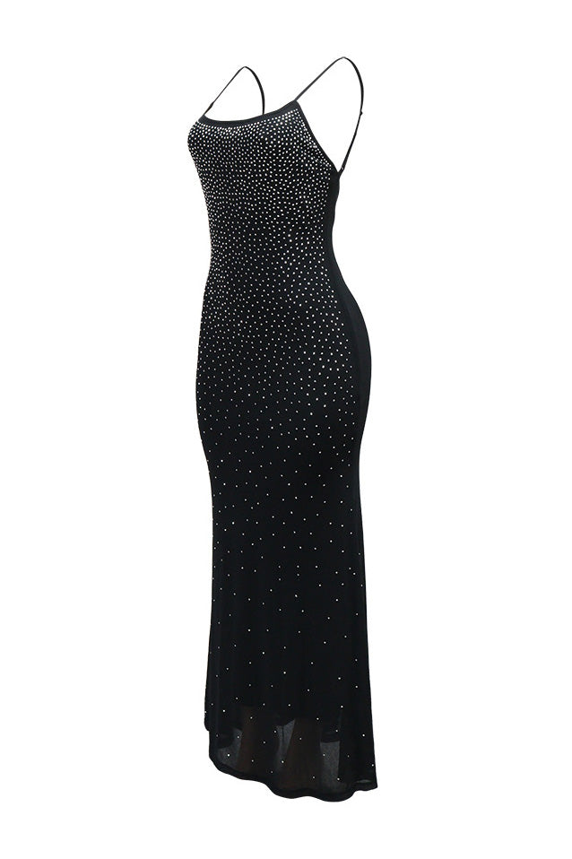 Rhinestone and Pearl Mesh Mermaid Maxi Dress Lavish Daily
