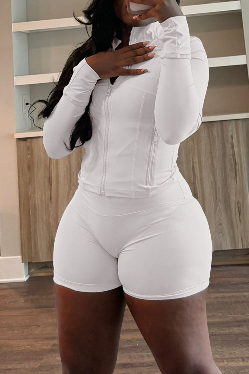 Long Sleeve Crop Top and Shorts Set Lavish Daily