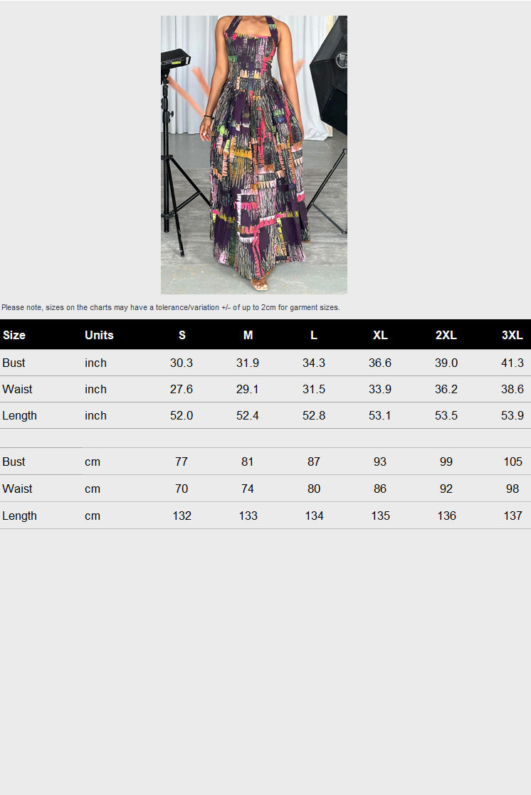 Printed Halter Neck Loose Dress Lavish Daily