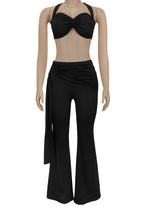 Twist-Front Halter Top & Drape Flare Pant Set Lavish Daily