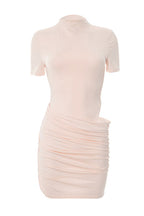 Fitted Waist-Exposed Bodycon High-Neck Dress Lavish Daily