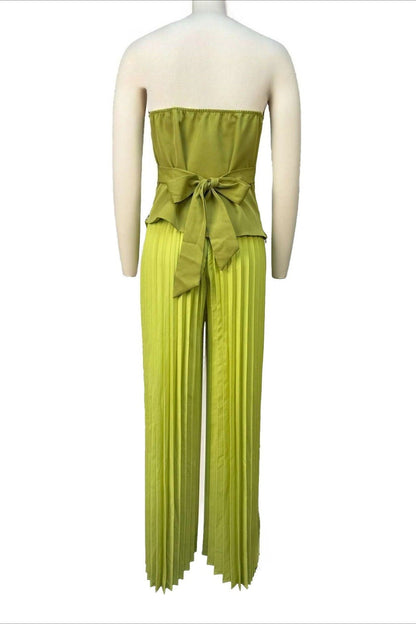 Strapless Rhinestone Top & Pleated Pants Set Lavish Daily