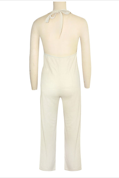 Halter Irregular Slit Jumpsuit Lavish Daily