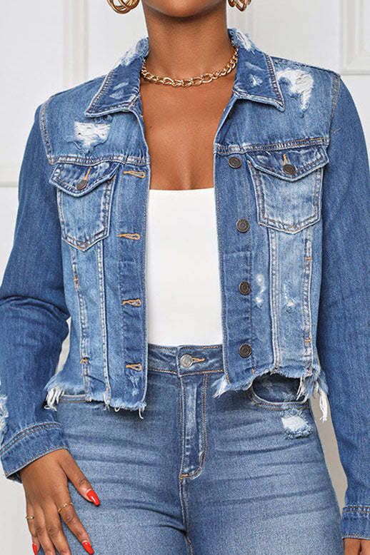 Slim Short Denim Jacket Lavish Daily