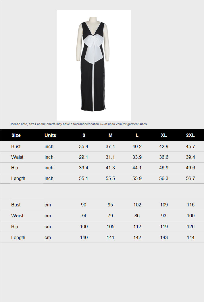 Bow Deep V Neck Slit Maxi Dresses Lavish Daily