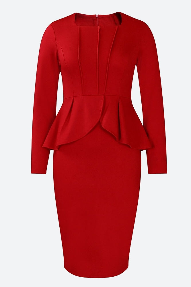 Structured Peplum Midi Dress Lavish Daily