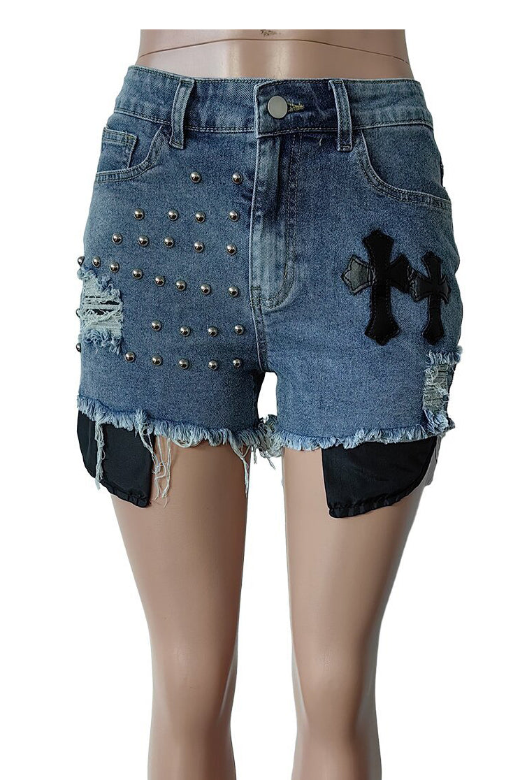 Rise Raw Hem Denim Mini Shorts Lavish Daily
