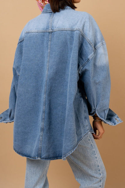 Oversized Statement Button Denim Shacket LavishDaily