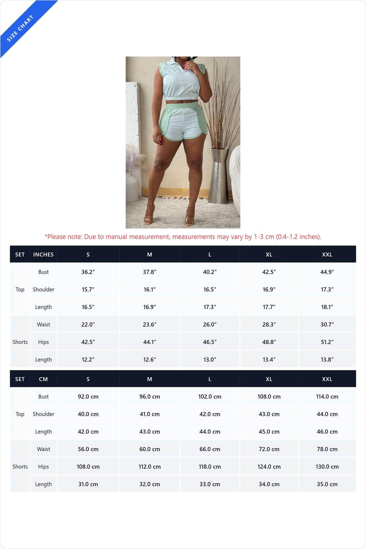 Contrast Panel Striped Half-Zip Top & Shorts Set Lavish Daily