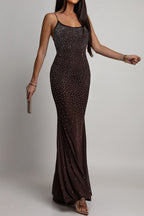 Rhinestone and Pearl Mesh Mermaid Maxi Dress Lavish Daily