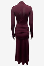 Solid Long Sleeve Cutout Bodycon Dress LavishDaily