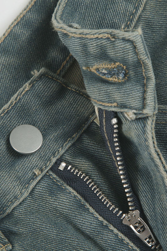 Vintage Distressed Denim Straight Jeans Lavish Daily