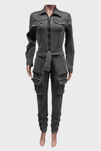 Multi Pocket Tie Up Denim Jumpsuits Lavish Daily