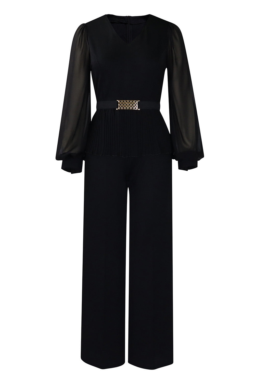 Long Sleeve Pleated Top and Wide Leg Pants  Set Lavish Daily