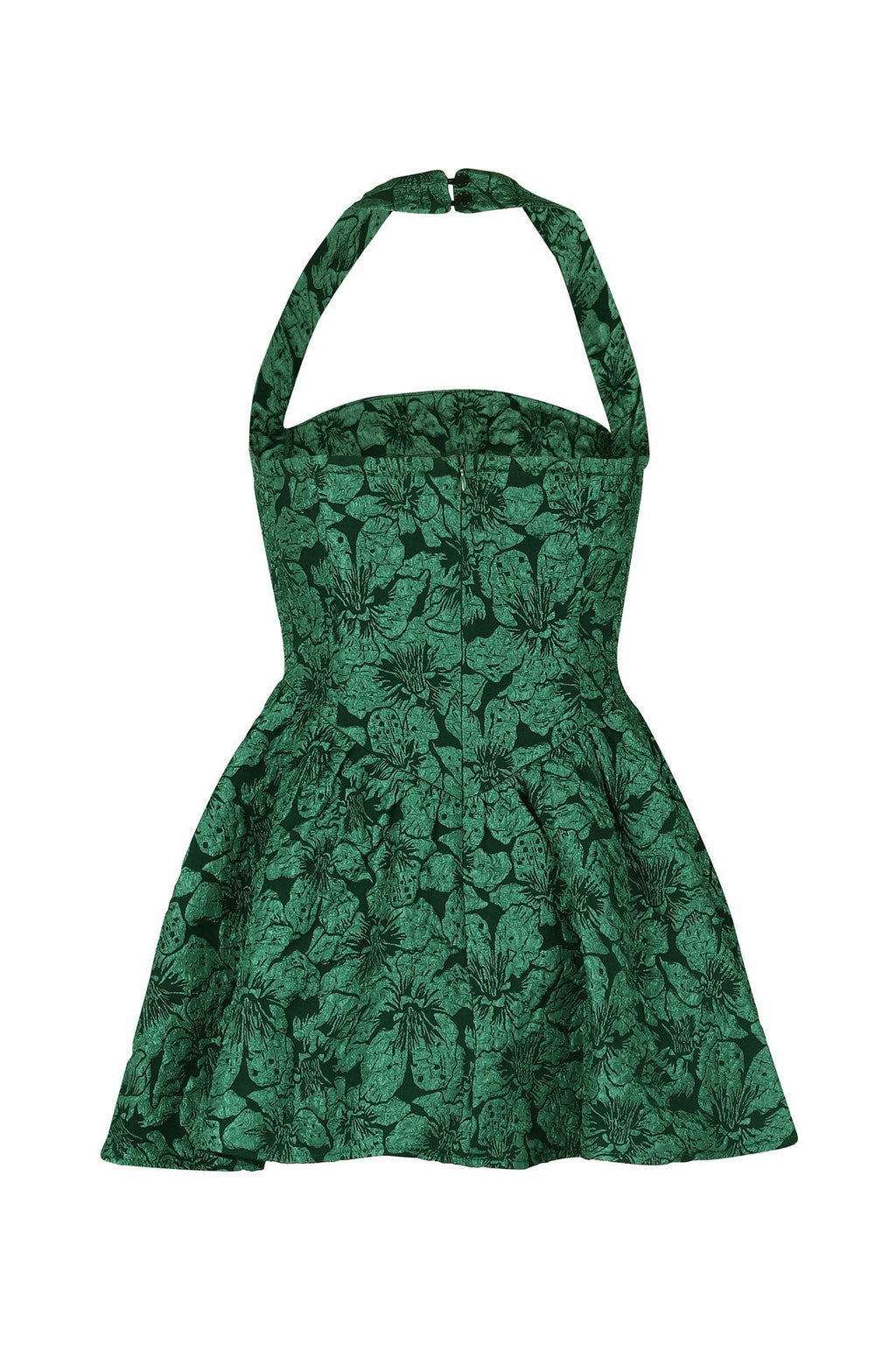 Halter Jacquard Floral Embroidery Ruffle Dress Lavish Daily