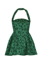 Halter Jacquard Floral Embroidery Ruffle Dress Lavish Daily
