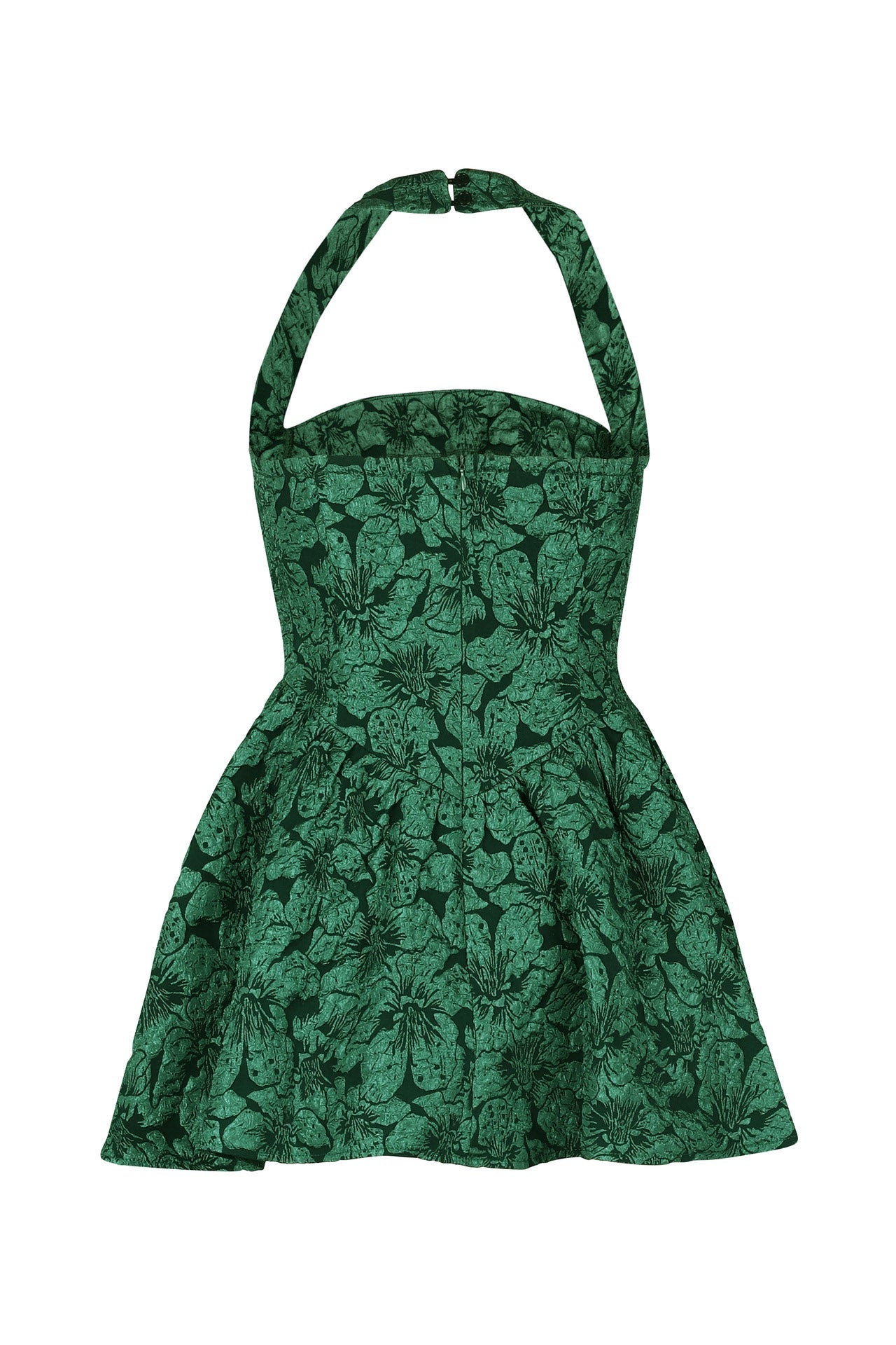 Halter Jacquard Floral Embroidery Ruffle Dress Lavish Daily