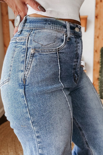 High-Rise Folded Hem Wide Leg Jeans Lavish Daily