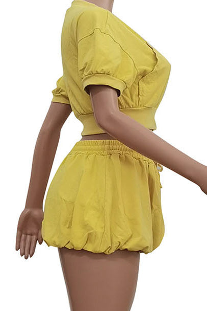 Zipper Crop Top and Lantern Skirt Set Lavish Daily