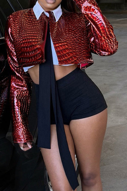 Snakeskin Cropped Jacket Lavish Daily