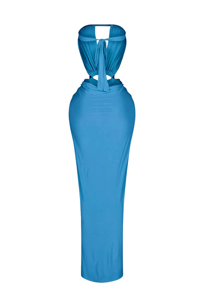 Cutout Ruched High Slit Maxi Dress Lavish Daily