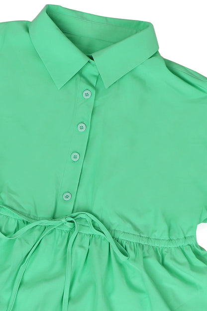 Tiered Button-Down Babydoll Mini Dress Lavish Daily