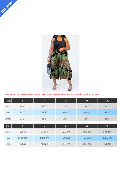 Camo Print Elastic Waist Capri Jeans Lavish Daily