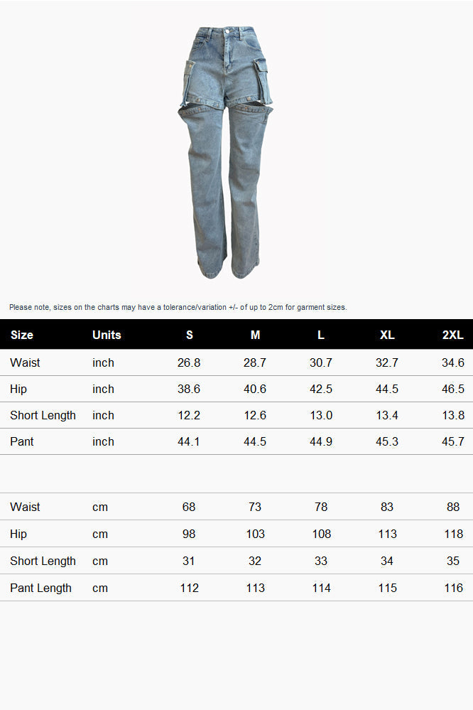 Detachable Cargo Jeans Lavish Daily