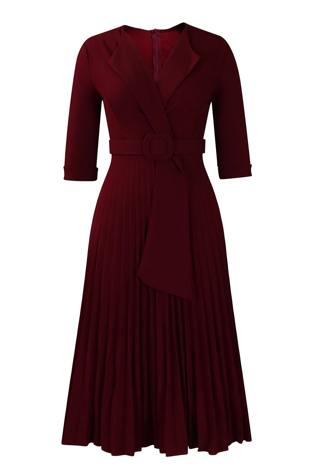 Pleated A-Line Blazer Midi Dress with Belt Lavish Daily